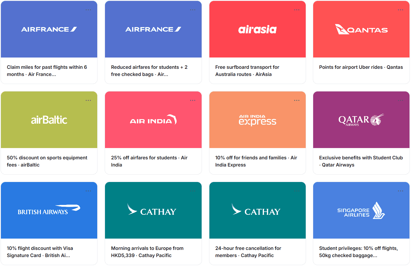 Airline evergreen promotions and discounts