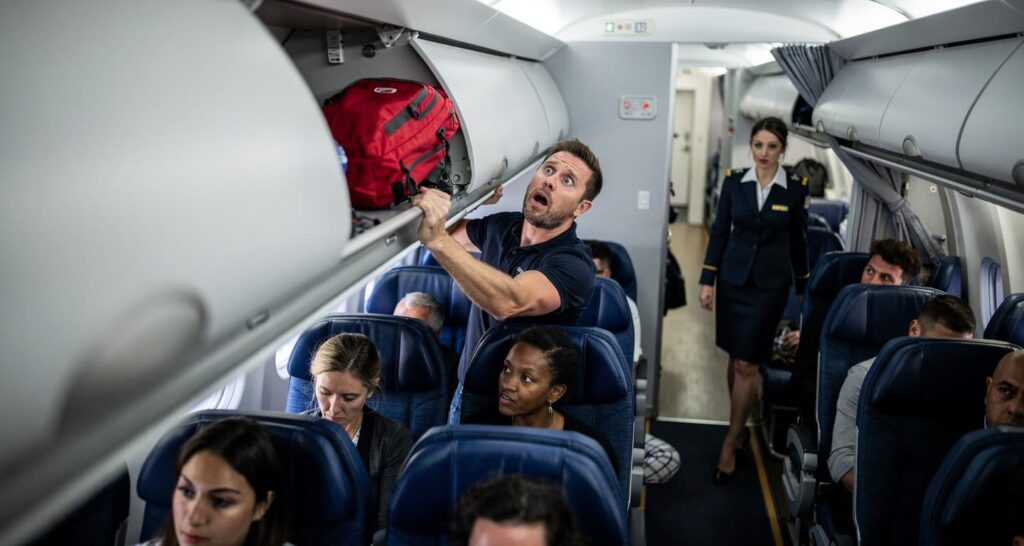 Passenger stole cards from overhead bins, caught after vaping in lavatory.