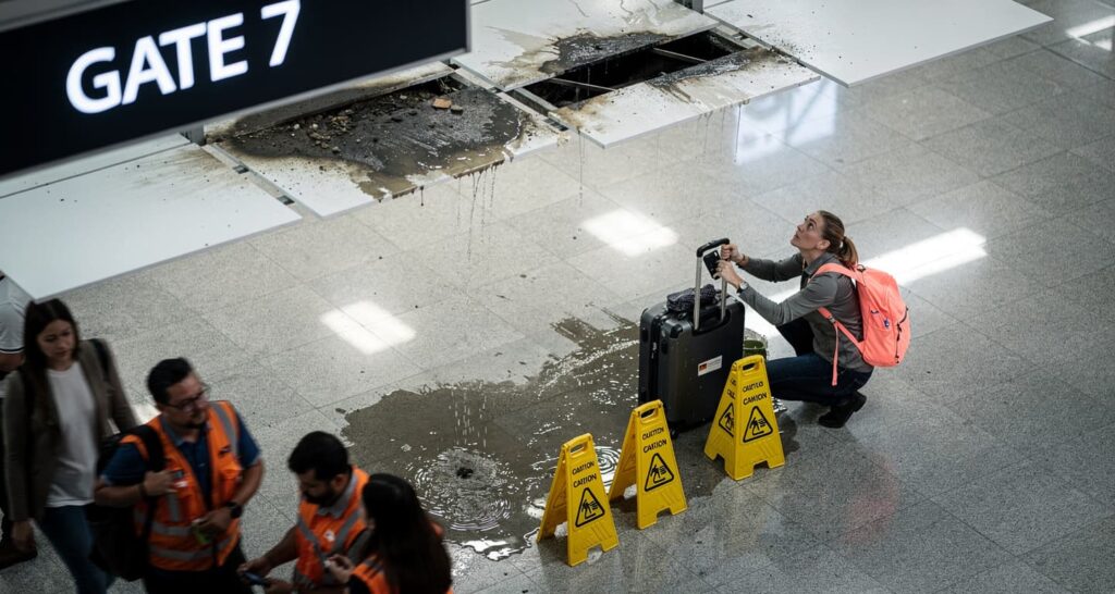 Jakarta airport ceiling collapses — Gate 7 closed, flights rerouted