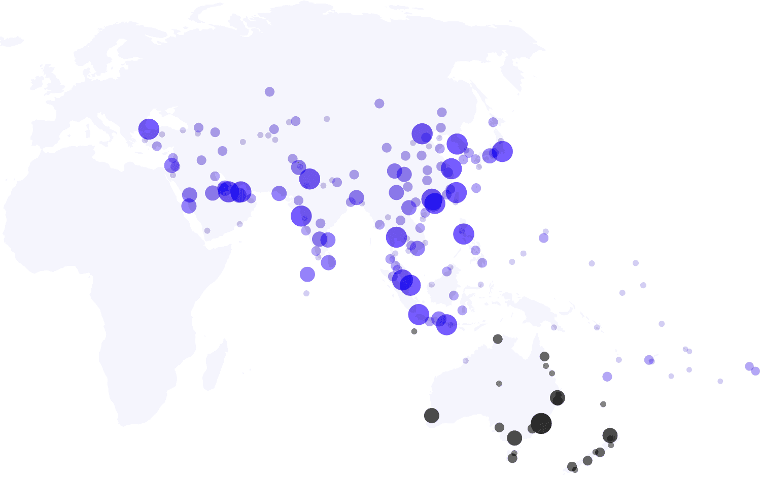Flight Destinations Map Asia Oceania From Australasia