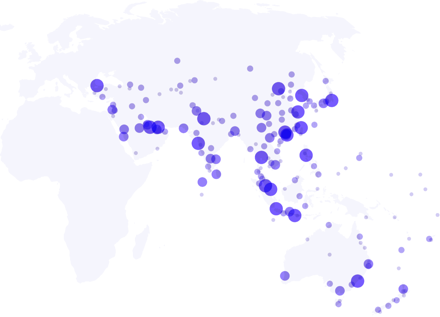 Flight Destinations Map : Asia Pacific Oceania