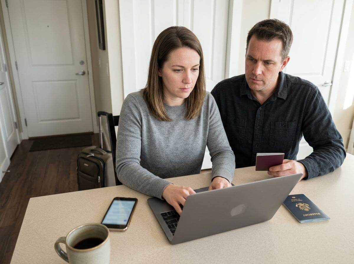Traveler filing Malaysia's digital arrival card online at a kitchen table (ATC Intel)